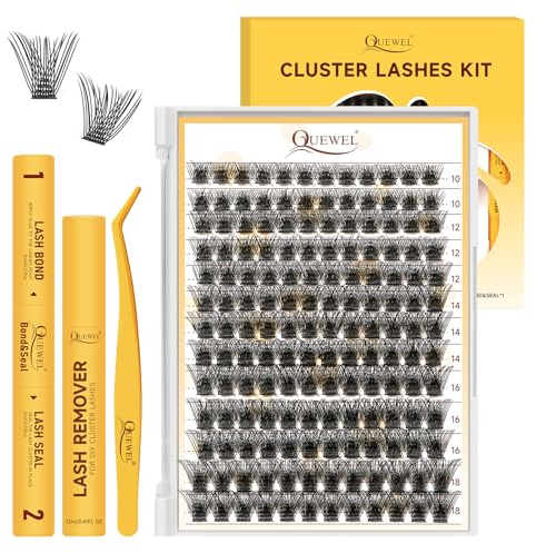 QUEWEL Kit d'extensions de cils 156 pièces avec applicateur de cils individuels et dissolvant de colle, colle à cils Bond&Seal, ensemble d'extensions de cils DIY à domicile (QUBM-MIX10-18-B)