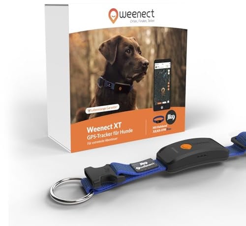 Weenect Hund XT - NEUES GPS-Halsband für Hunde | XL-Antenne | Wasserdicht | Hyperresistentes integriertes Julius-K9 Halsband Blau Abonnement erforderlich
