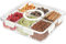 Longzhuo Divided Serving Tray with Lid and Handle, Portable Snack Tray, Food Storage Container 6 Removable Compartment Box Clear Organizer for Veggie, Fruit, Candy, Fruit, Nut