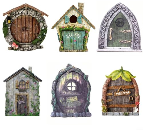 HOHOVYVY 6PCS Miniatur Fee Tür Garten GNOME Hof Kunst Skulptur Hause Dekoration