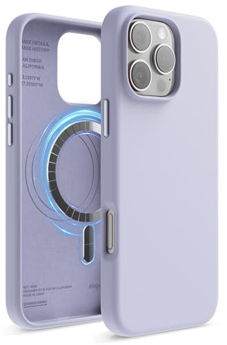 elago Magnetic Silicone Case Compatible with iPhone 16 Pro Max Case 6.9 Inch Compatible with All MagSafe Accessories - Built-in Magnets, Soft Grip Silicone, Shockproof (Purple)
