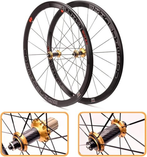 NBTRXWAFR 700C Fahrrad Vorder- Und Hinterrad 40 Mm Tiefe Drahtreifen Carbon Rennrad Laufräder Set V/C Bremse Felge Sealed Lager Für 8 9 10 11 Gang,Gold