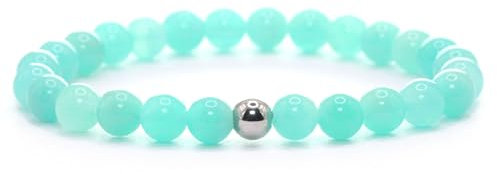 Echtes Amazonit AAA Edelstein Armband mit 6mm Perlen - verschiedene Längen - Heilstein Schutzstein Talisman Glücksbringer Geschenk (Amazonit, 20CM)