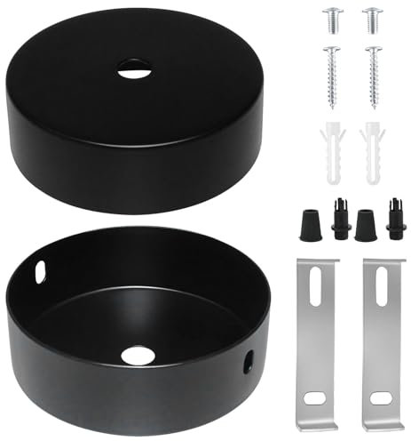 URHRHU Cache Fil pour Lustre Lot de 2 Baldaquin de Plafond Noir 100 X 24mm Rosace Plafond Cache Fil, Lampe à Baldaquin, pour Salon, Couloir, Lustre de Cuisine [Classe énergétique G]