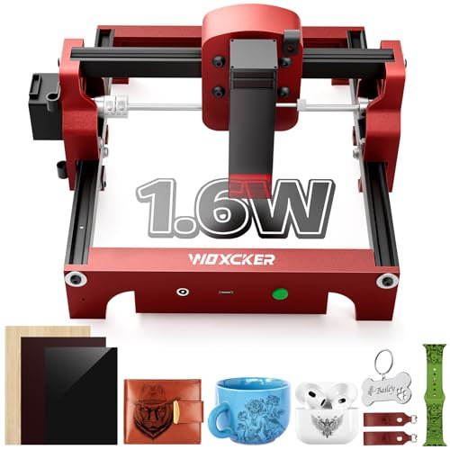 Laser Graviermaschine, Woxcker S1 1.6w Mini Tragbare Lasergravurmaschine für DIY, Holz, Papier, Blatt, Acryl, Leder usw. 130mm*130mm für Anfänger