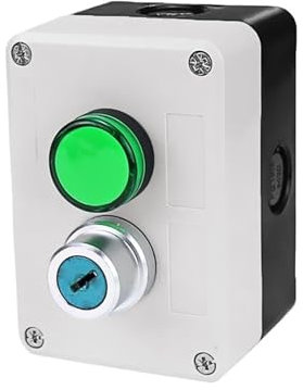 Interruttore a pulsante impermeabile autosigillante for avvio/arresto a 2 marce a 2 fori Interruttore di arresto industriale elettrico 220 V con indicatore luminoso(Knob voltage Red)