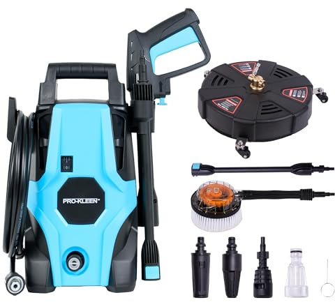 Pro-Kleen Pressure Washer Jet Wash Power Electric 1400W High Performance Cleaner With Accessories For Patio and Car, Portable Washers For Cleaning Drives, Walls, Vehicles, Garden Furniture