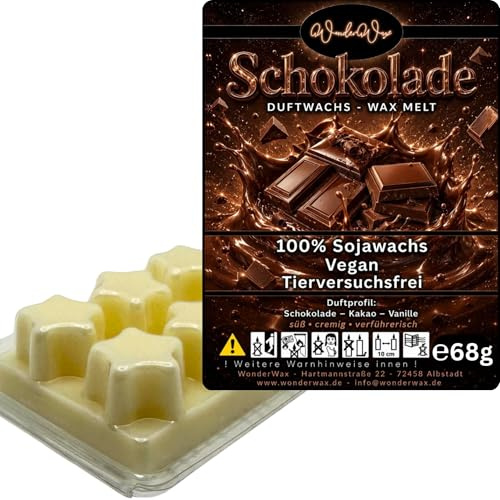 WonderWax® Duftriegel 6 x Duftwachs Sterne Weiß Schokoladentraum | Farbe: Weiß | Raumduft für Duftlampen, Wax Melt, Sojawachs, Indoor Duftöl Wachs schmelzen für Aromalampe