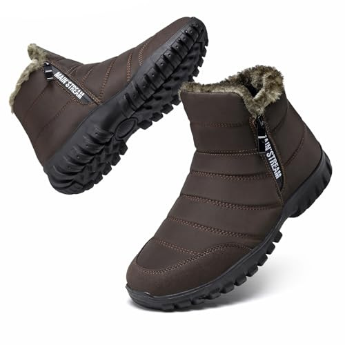 Bravover Winterstiefel Herren Schneestiefel Winterschuhe Warm Gefüttert Wanderschuhe Stiefeletten Rutschfest Reißverschluss Trekkingschuhe Stiefel Men Outdoor Wanderstiefel Leichte Boots
