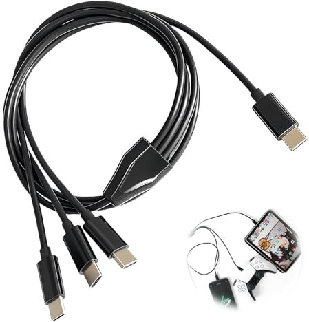 Cable Divisor USB C de 1 Metro, Conector USB Tipo C Macho a 3 Conectores Tipo C, Cable de Carga y Transferencia de Datos para Teléfonos, Tabletas y Ordenadores Portátiles USB C