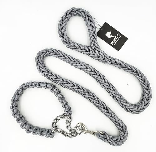 Paracord Rope Lead Set Medium/Grey