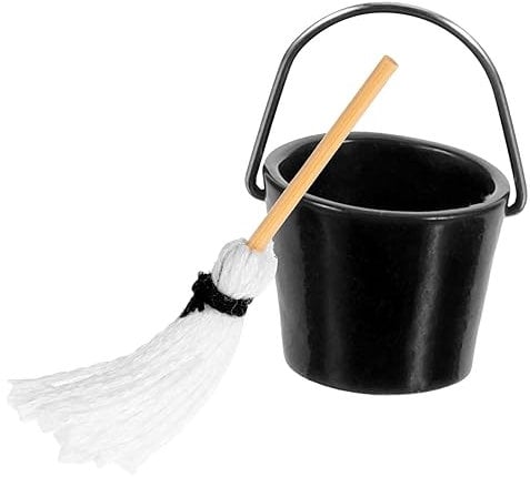 HOOTNEE 1 set Mini House Supplies Doll House Mop Bucket Kit Realistic Cleaning Tools for Miniature Home Decor for Adults