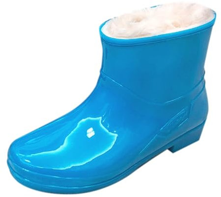 Stivali di gomma da donna, impermeabili, a mezza altezza, imbottiti, da pioggia, da giardino, di sicurezza, Blu, 36 EU