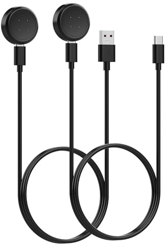 Simpeak 2 Stück Ladegerät Kompatibel mit Fitbit Versa 4/3/Sense 2, 100cm Ersatz USB Ladekabel und Type C Ladekabel Kompatibel mit Google Piexl Watch 3/2, Schwarz