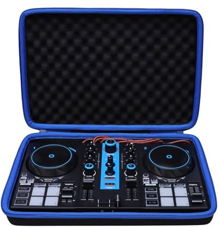 LTGEM DJ-Controller-Hülle, kompatibel mit Hercules 200 MK2 DJ-Controller, schwarz/blauer Rand (nur Hülle)