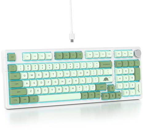 Vumilstek 96% Green Mechanical Keyboard with Number Pad, American QWERTY 98 Key Gasket Mounted Hot Swappable Red Switch RGB Backlit, NKRO Wired Gaming Keyboard for Win/Mac Office Gamer(Matcha)