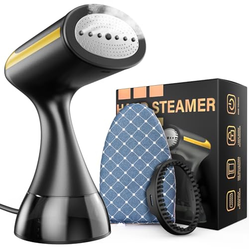COVACURE Dampfglätter 1500W 20s Aufheizung 300ml tragbar | Reisebügeleisen, Bürstenaufsatz, Bügelhandschuh, 2m Kabel, Denim/Seide/Wolle/Baumwolle, Büro/Zuhause/Reisen, Schwarz