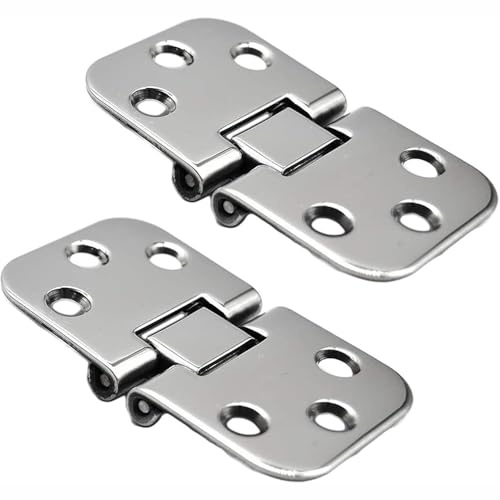 2 Pcs Marine Hinges, 316 Stainless Steel Hatch Hinge 70 x 41mm Boat Folding Table Hinges 90 Degree Door Hinge for Yacht RV Cabinet Wardrobe