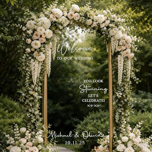 Adesivi Personalizzati Per Specchi Da Matrimonio - Scritte In Vinile Personalizzate Per Specchi Grandi E Piccoli, Adesivo Fai Da Te Con Scritta Di Benvenuto Per Il Ricevimento Di Nozze(23x42cm)