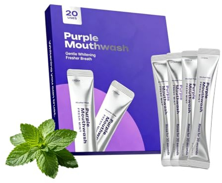 Dr Dent Purple Mouthwash, Mundspülung mit Minzgeschmack – Praktische Mundpflege für frischen Atem & sanfte Zahnreinigung (2 Schachtel)
