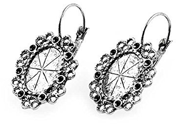 4 Brisuren in antik silberfarben mit Medaillon für 14 x 10 mm Cabochons