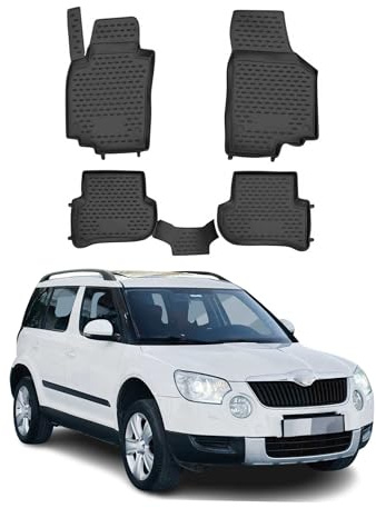 OMAC Fußmatten für Skoda Yeti 2009-2017 TPE 4X Schwarz | Gummimatten, Automatten, Allwetter, fahrzeugspezifisches Produkt, Antirutsch, 3D-Passform, wasserdicht