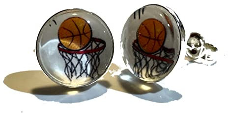 Basketball 925 Sterling Silber 10mm Ohrringe Ohrstecker
