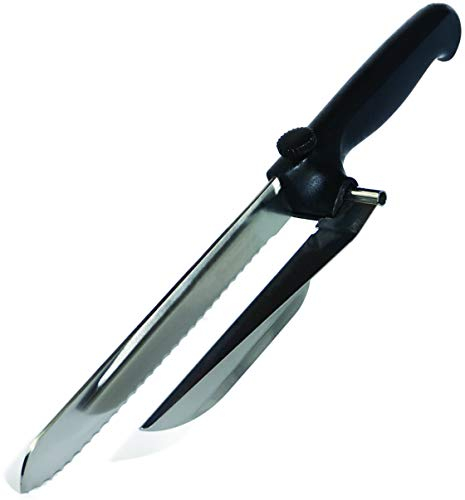 Coltello da pane con distanziale per pane, salsiccia, formaggio, formaggio a base di carne, realizzato in acciaio inossidabile in nero (mancino)
