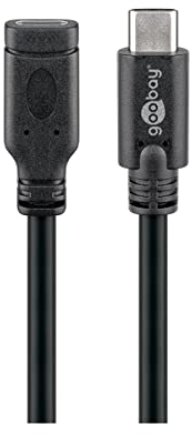 goobay 45393 USB-C Extension Cable USB 3.1 Generation 1, Black, USB-C Male to USB-C Female, 1 m Length