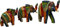 GURU SHOP Holzfigur Elefant - Bunt Gestreift, Größe: Mittel (20x23x8 Cm), Tierfiguren