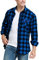 JEETOO Homme Chemise à Carreaux Manche Longue Casual Slim Fit en Flanelle （Bleu Noir, Medium）