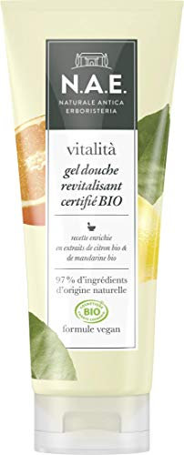 N.A.E. - Gel Douche Corps - Certifié Bio - Extraits de Citron Bio et de Mandarine Bio - Revitalisant - Vitalita - 97% des ingrédients sont d'origine naturelle - Contenant de 200 ml