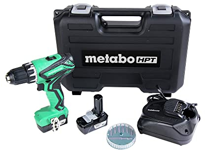 Metabo HPT Cordless Drill | 12V Peak | Includes 2-12V Lithium Ion Batteries | Carrying Case | 7 Piece Bit Set | Lifetime Tool Warranty (DS10DFL2)