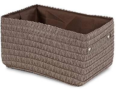 Compactor Lilou Cestino Portaoggetti Intrecciato con Manici, Polipropilene e Cartone, 23 x 15 x 12 cm, Tortora, RAN9697