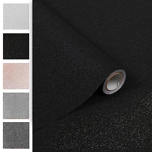 Klebefolie Möbel 67,5x200 cm | Selbstklebende Möbelfolie Glitter | Klebefolie für Möbel - einfache Anwendung und stilvolle Umgestaltung | Glitzer Schwarz