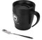 Tasse à café isolée 330 ml Tasse thermos en acier inoxydable à double paroi avec cuillère Tasse à café d'isolation de flacon à vide étanche pour les voyages scolaires à domicile(Noir)