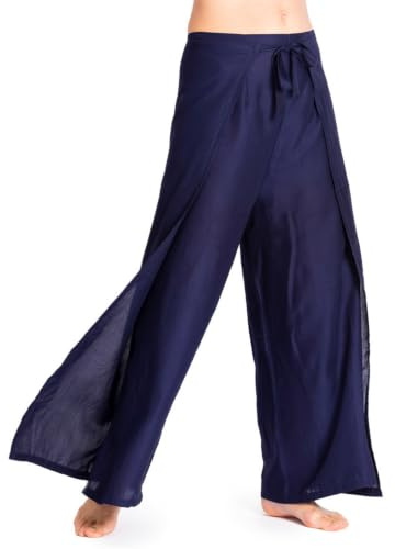 PANASIAM Wickelhose Damen - Weite Palazzohose - Boho Stil - 100% Viskose | luftige leichte Sommerhose, Hosenrock, einfarbig, gerader Schnitt, Strandhose, variabler Bund, 2 Längen, Sunshine Pants