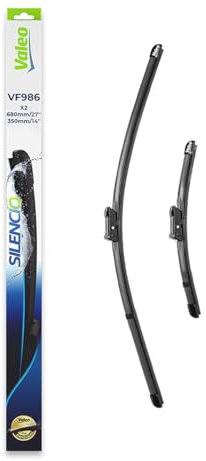 VALEO Silencio Wischer - VF986 - Leistungsstarke, hervorragende Sicht auf der Straße, einfache Montage - originale Flachblätter 680mm/350mm - Vorne - Set mit 2 Wischerblättern - 577986