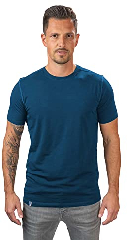 ALPIN LOACKER Merino Shirt Herren Kurzarm I Antischweißshirt I Merinowolle Tshirt I Thermooberteil atmungsaktiv, Blau L