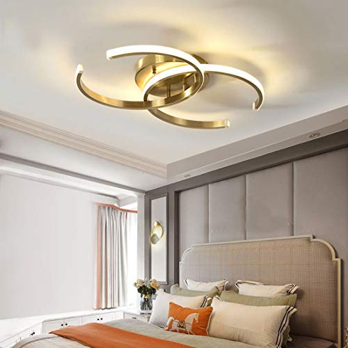 LED Ring Deckenleuchte Dimmbar Schlafzimmer Lampe mit Fernbedienung Deckenlampe Rund Golden Design Kieselgel Schirm Modern Wohnzimmer Studierzimmer Büro Bar Kreativ Dekoration Deckenbeleuchtung Ø53cm