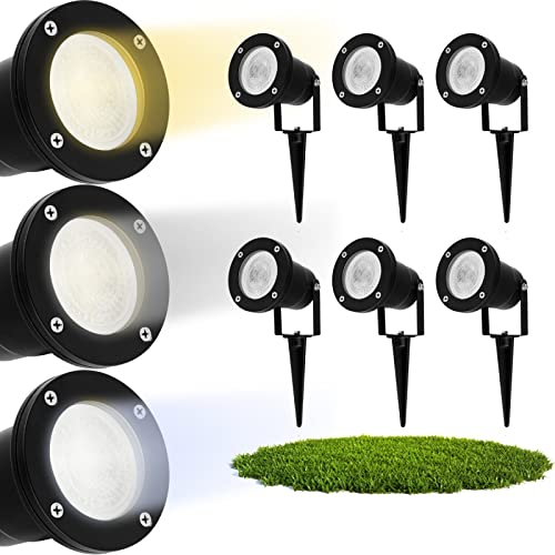 Gartenstrahler 6er Set HORTI Spike Gartenleuchte GU10 Wasserdicht IP65 Strahler außen mit Erdspieß schwenkbar Schwarz LED 6W warmweiß 3000K Wegeleuchten Baumbeleuchtung Gartenlichter Reflektor