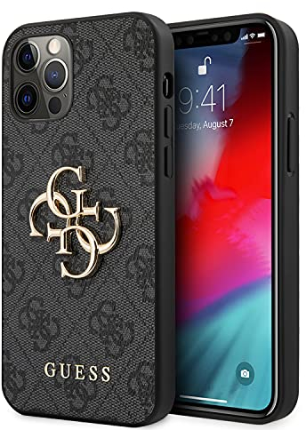 Guess GUHCP12M4GMGGR Hülle für iPhone 12/12 Pro 6,1 grau 4G Big Metal Logo