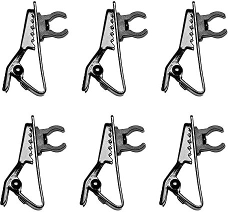 6Pcs Microphone Clips Mini Tie Clips Portable Lapel Mic Clamps for Wireless Microphone (Black)
