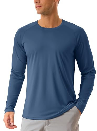 TACVASEN Herren UPF 50+ UV Sonnenschutz Langarmshirt Outdoor Langarm T-Shirt Rashguard, Indigo, XXL