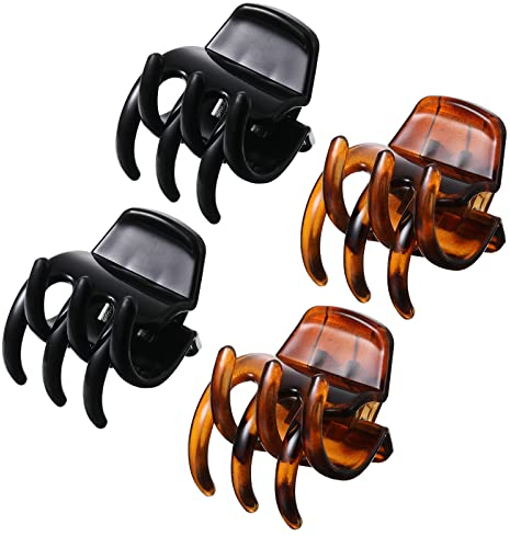 Lot de 4 pinces à cheveux - 3,5 cm - Taille moyenne - Antidérapantes - Pour cheveux épais et fins