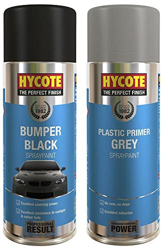Hycote Black Bumper Paint, Car Plastic, Trim Spray Paint + Plastic Primer