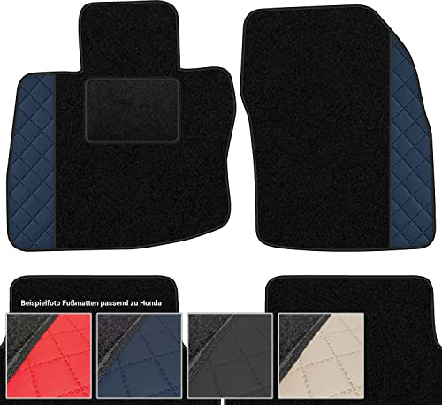 moto-MOLTICO Fußmatten Auto Velours Autoteppiche Schwarz Automatten Set 4-teilig - Auffälliges Design - passend für Honda City I Jazz I 2002-2008 (Blaues Muster)