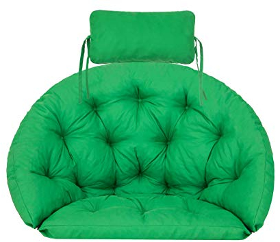 Bjird Hängesessel Kissen, Polster, Auflage für Polyrattan & Rattan Hängeschaukel, Sitzauflage für Hängekorb mit Rückenkissen - Grün
