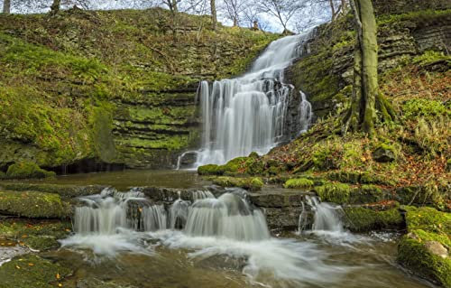 LHJOYSP wooden jigsaws for 1000 piece,natural beauty,England,waterfall,North Yorkshire,Yorkshire Dales,75x50cm