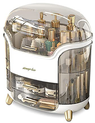 Ergocar Portable Lightweight Multifunction Makeup Storage Case Dustproof Cosmetic Skin Care Jewelry Lipstick Box - White